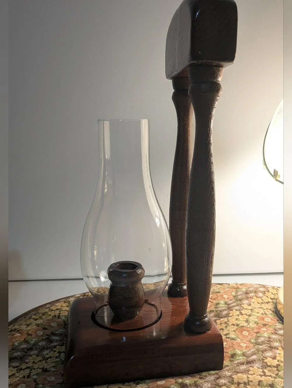Cabincore Classic Dark Wood Hurricane Candle Holder - Dark Brown